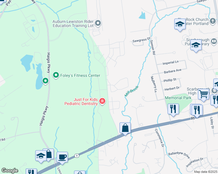 map of restaurants, bars, coffee shops, grocery stores, and more near 3 Carriage Walk Lane in Scarborough