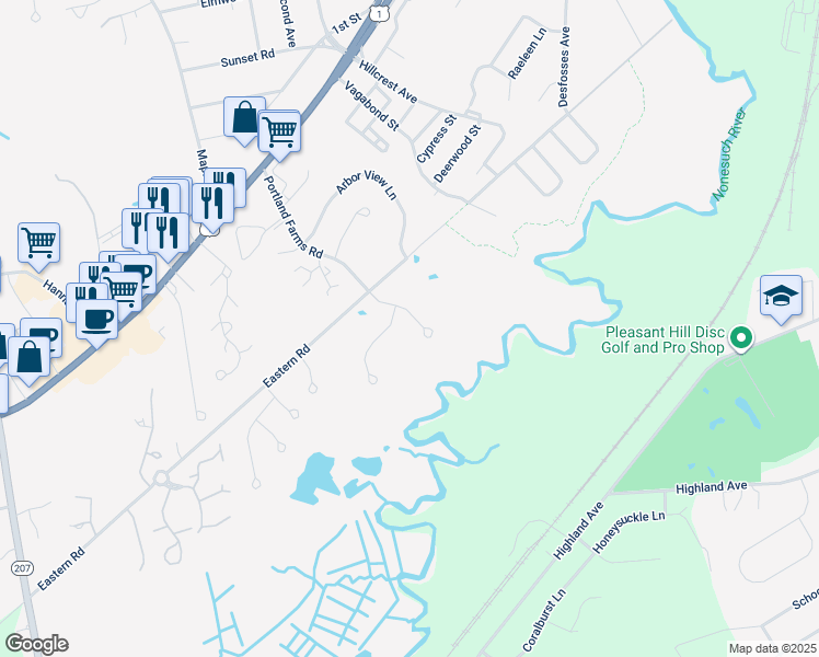 map of restaurants, bars, coffee shops, grocery stores, and more near 7 Serenity Drive in Scarborough