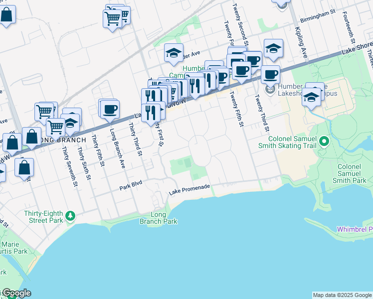 map of restaurants, bars, coffee shops, grocery stores, and more near in Toronto