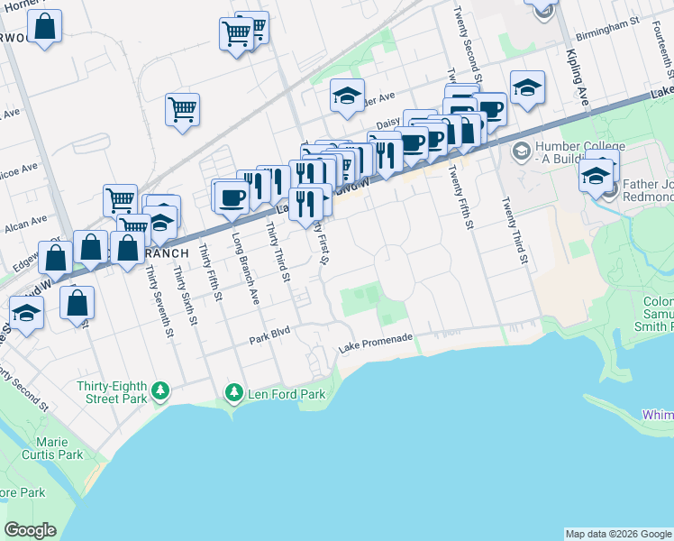 map of restaurants, bars, coffee shops, grocery stores, and more near in Toronto