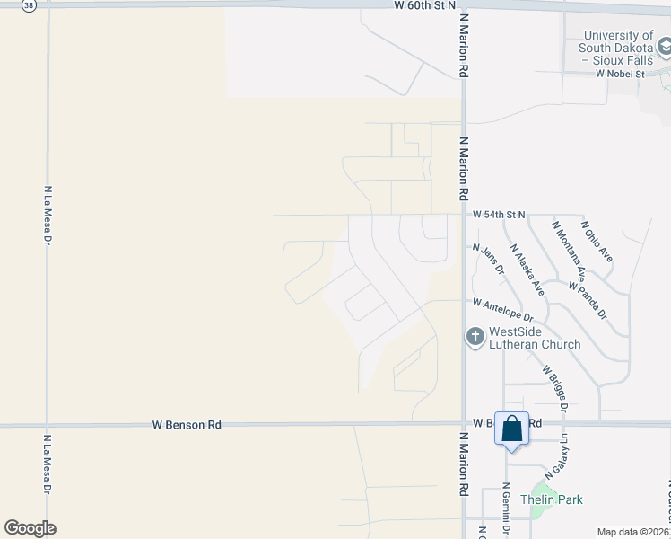 map of restaurants, bars, coffee shops, grocery stores, and more near North Olympia Drive in Sioux Falls