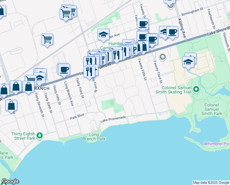 map of restaurants, bars, coffee shops, grocery stores, and more near 50 Arcadian Circle in Toronto