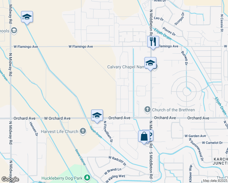 map of restaurants, bars, coffee shops, grocery stores, and more near 11342 Orchard Avenue in Nampa