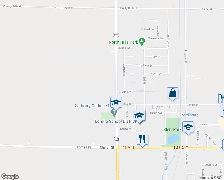 map of restaurants, bars, coffee shops, grocery stores, and more near 911 Milwaukee St in Lomira