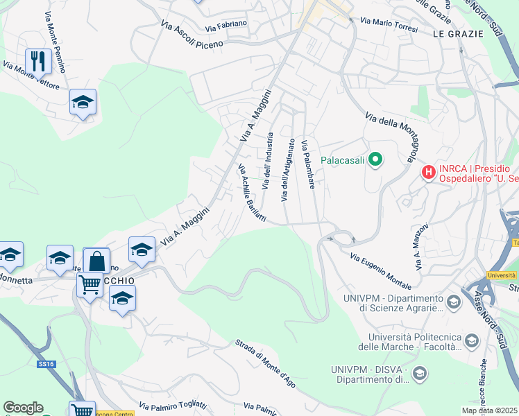 map of restaurants, bars, coffee shops, grocery stores, and more near 1 Via dell' Industria in Ancona