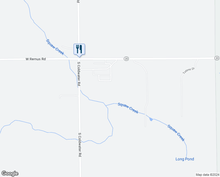 map of restaurants, bars, coffee shops, grocery stores, and more near 3033 South Coldwater Road in Mount Pleasant