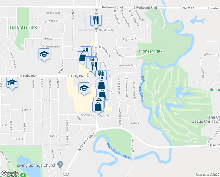 map of restaurants, bars, coffee shops, grocery stores, and more near 1404 Rushmore Drive in Brandon
