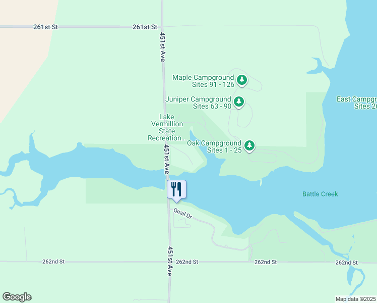 map of restaurants, bars, coffee shops, grocery stores, and more near 26150 451st Avenue in Canistota