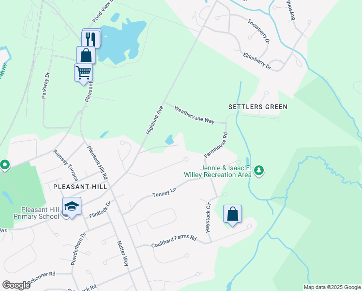 map of restaurants, bars, coffee shops, grocery stores, and more near 3 Highland Pines Road in Scarborough