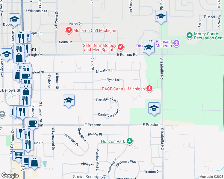 map of restaurants, bars, coffee shops, grocery stores, and more near 1519 Portabella Trail in Mount Pleasant