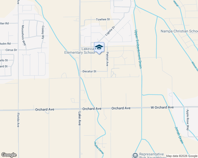 map of restaurants, bars, coffee shops, grocery stores, and more near 12824 Orchard Avenue in Nampa