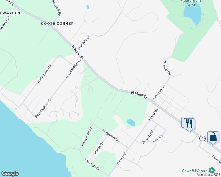 map of restaurants, bars, coffee shops, grocery stores, and more near 348 Gw Highway in Wolfeboro