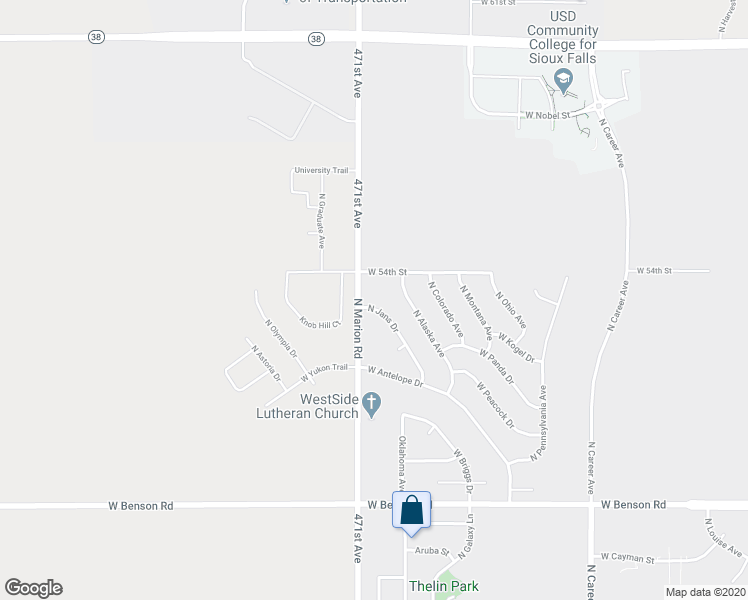 map of restaurants, bars, coffee shops, grocery stores, and more near 4230 North Jans Drive in Sioux Falls