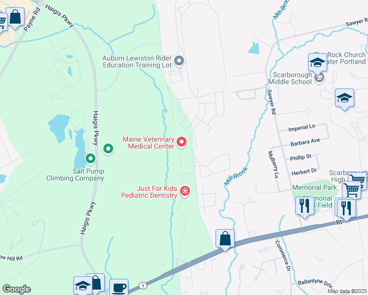 map of restaurants, bars, coffee shops, grocery stores, and more near 1500 Technology Way in Scarborough