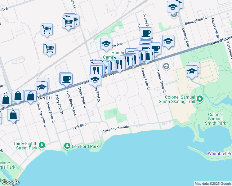 map of restaurants, bars, coffee shops, grocery stores, and more near 49 Arcadian Circle in Toronto