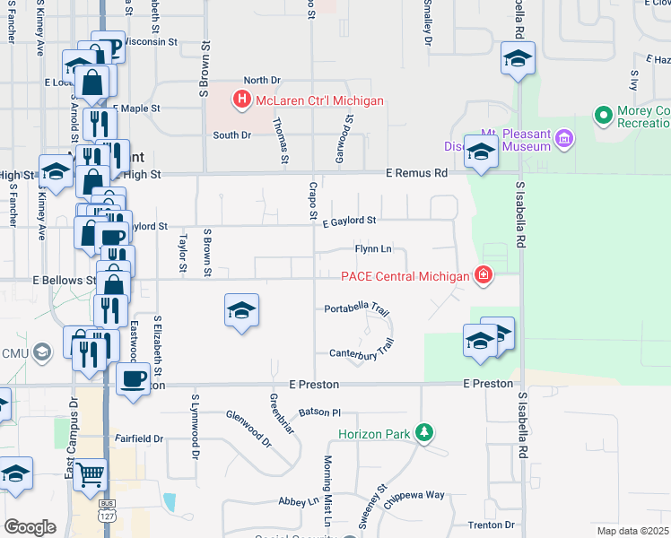 map of restaurants, bars, coffee shops, grocery stores, and more near 1514 Flynn Lane in Mount Pleasant