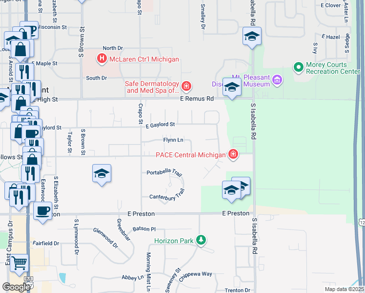 map of restaurants, bars, coffee shops, grocery stores, and more near 1614 Flynn Lane in Mount Pleasant