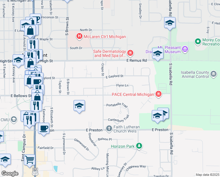 map of restaurants, bars, coffee shops, grocery stores, and more near 1514 Flynn Lane in Mount Pleasant