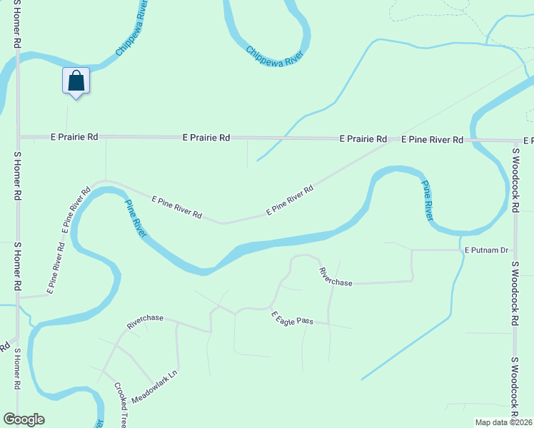 map of restaurants, bars, coffee shops, grocery stores, and more near 1208 East Pine River Road in Midland