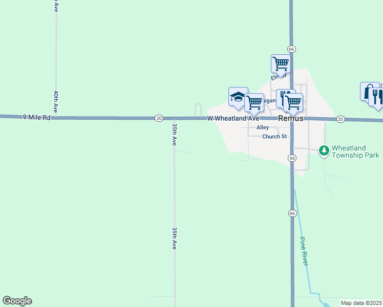 map of restaurants, bars, coffee shops, grocery stores, and more near 8890 35th Avenue in Remus