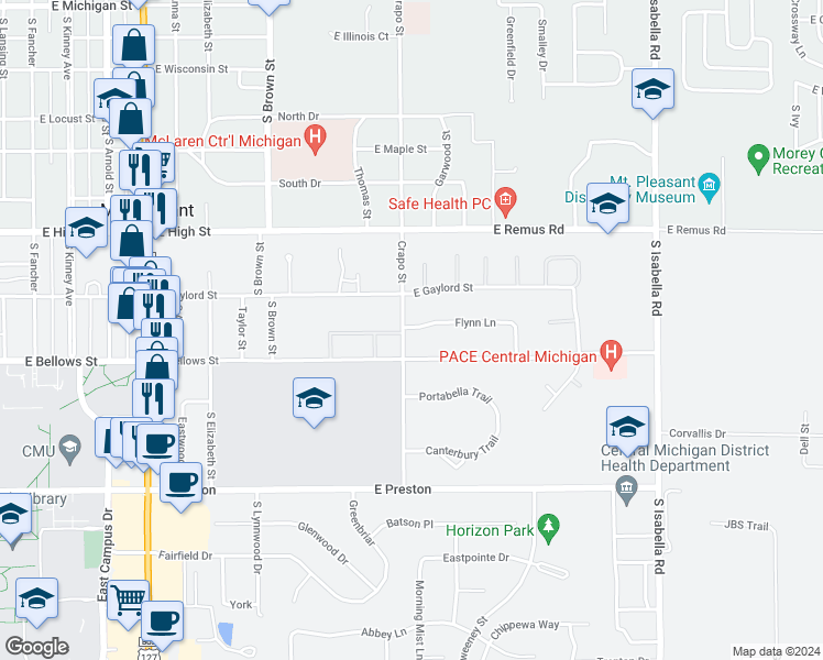map of restaurants, bars, coffee shops, grocery stores, and more near 1505 Flynn Lane in Mount Pleasant