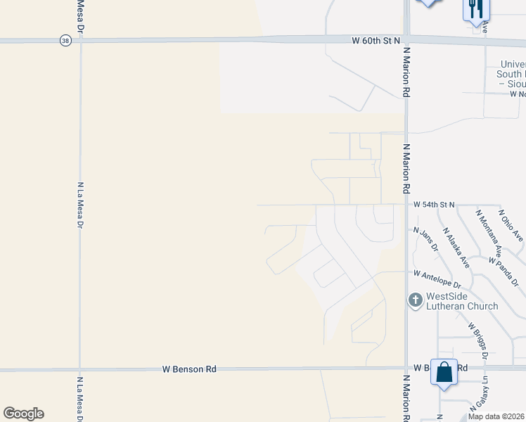 map of restaurants, bars, coffee shops, grocery stores, and more near in Minnehaha County
