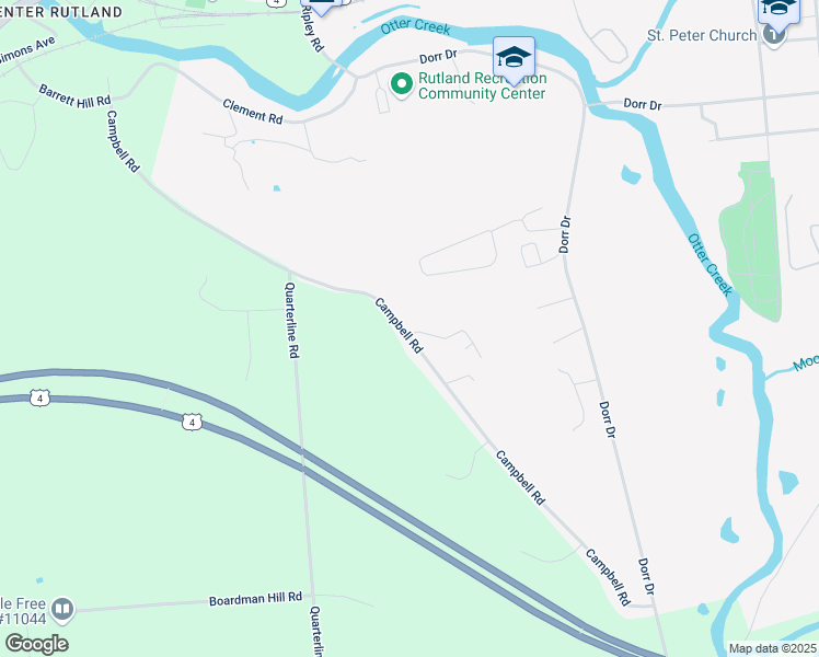 map of restaurants, bars, coffee shops, grocery stores, and more near 16 Campbell Road in Rutland