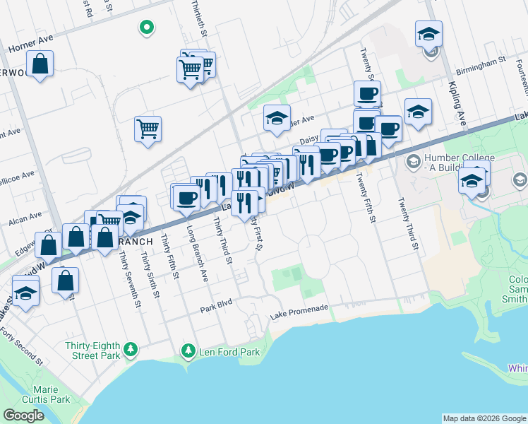 map of restaurants, bars, coffee shops, grocery stores, and more near 86 Ash Crescent in Toronto