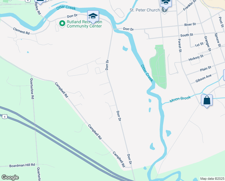 map of restaurants, bars, coffee shops, grocery stores, and more near Stone Wall in Rutland