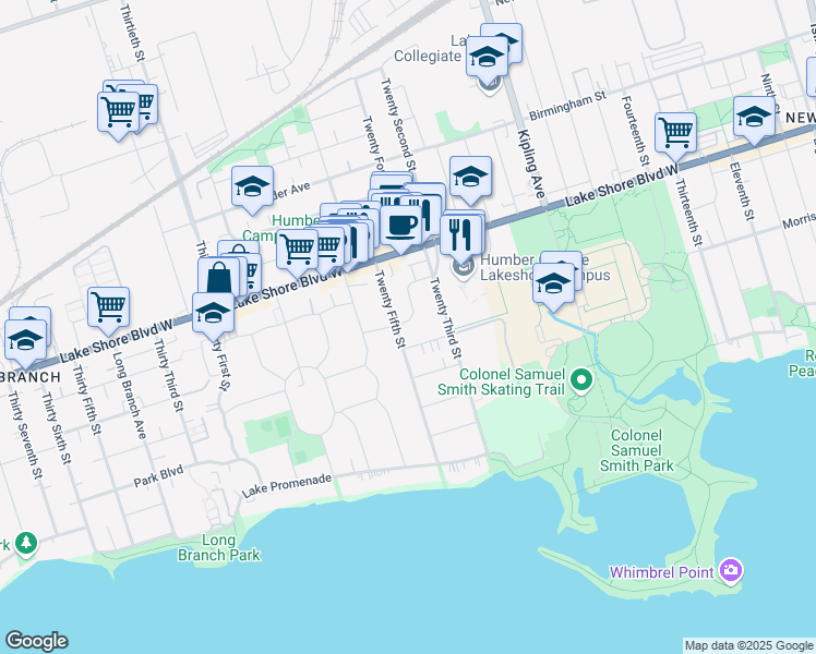 map of restaurants, bars, coffee shops, grocery stores, and more near in Toronto