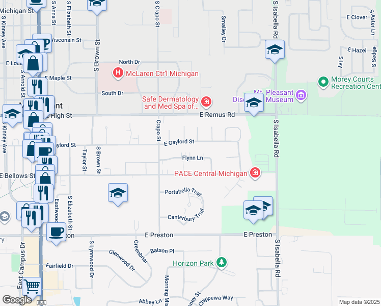 map of restaurants, bars, coffee shops, grocery stores, and more near 1614 Flynn Lane in Mount Pleasant