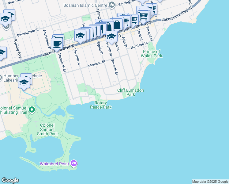 map of restaurants, bars, coffee shops, grocery stores, and more near in Toronto