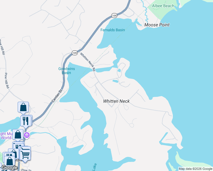 map of restaurants, bars, coffee shops, grocery stores, and more near 82 Whitten Neck Road in Wolfeboro