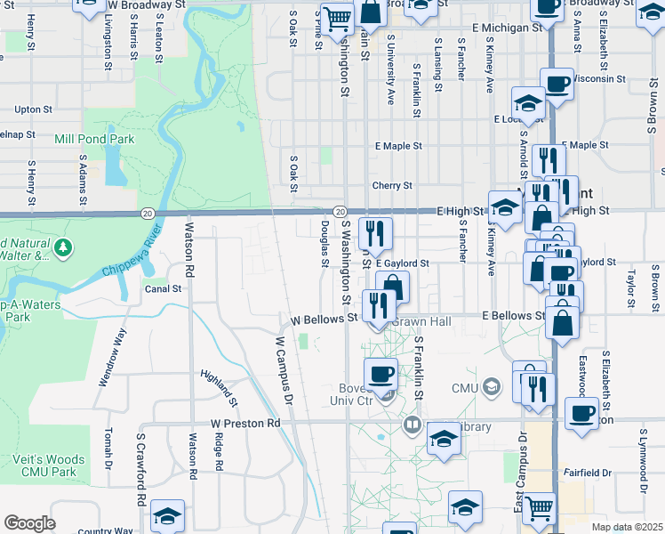 map of restaurants, bars, coffee shops, grocery stores, and more near 263 Clayton Street in Mount Pleasant