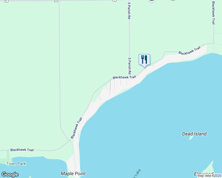 map of restaurants, bars, coffee shops, grocery stores, and more near W10647 Blackhawk Trail in Fox Lake