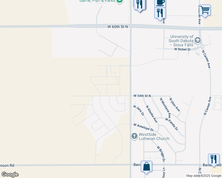 map of restaurants, bars, coffee shops, grocery stores, and more near 4501 North Graduate Avenue in Sioux Falls