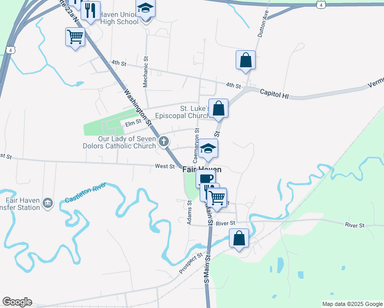 map of restaurants, bars, coffee shops, grocery stores, and more near 6 Caernarvon Street in Fair Haven