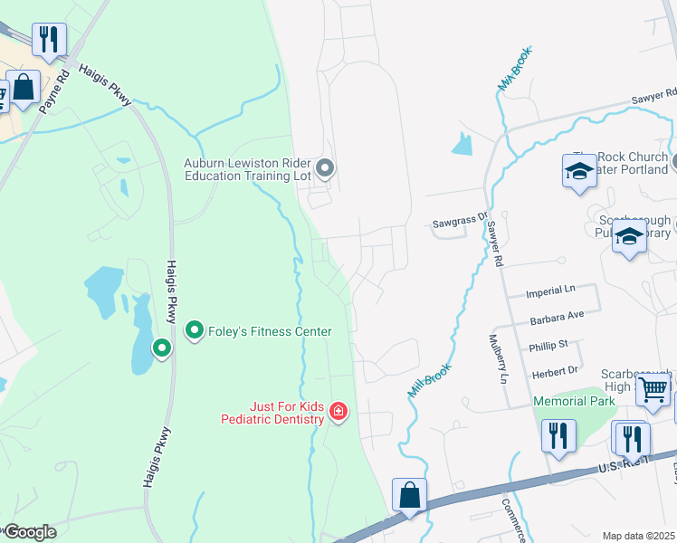 map of restaurants, bars, coffee shops, grocery stores, and more near in Scarborough