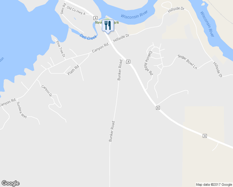 map of restaurants, bars, coffee shops, grocery stores, and more near 179 Bunker Road in Baraboo