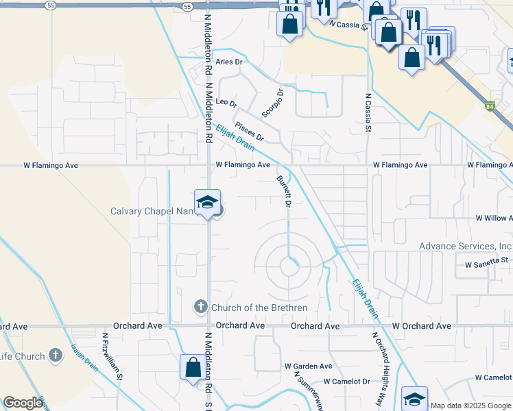 map of restaurants, bars, coffee shops, grocery stores, and more near 1304 Josh Place in Nampa