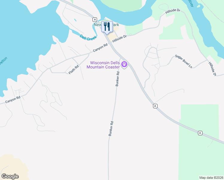 map of restaurants, bars, coffee shops, grocery stores, and more near 179 Bunker Road in Baraboo