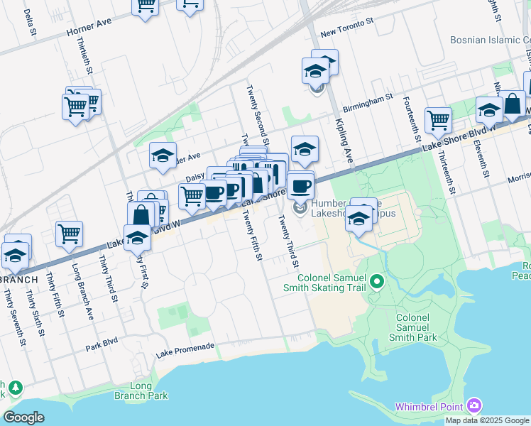 map of restaurants, bars, coffee shops, grocery stores, and more near 102 Alder Crescent in Toronto