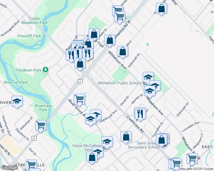 map of restaurants, bars, coffee shops, grocery stores, and more near 1480 Britannia Road West in Mississauga