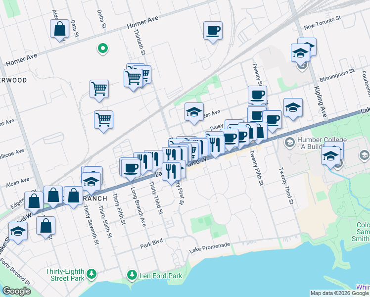 map of restaurants, bars, coffee shops, grocery stores, and more near 19 Skeens Lane in Toronto