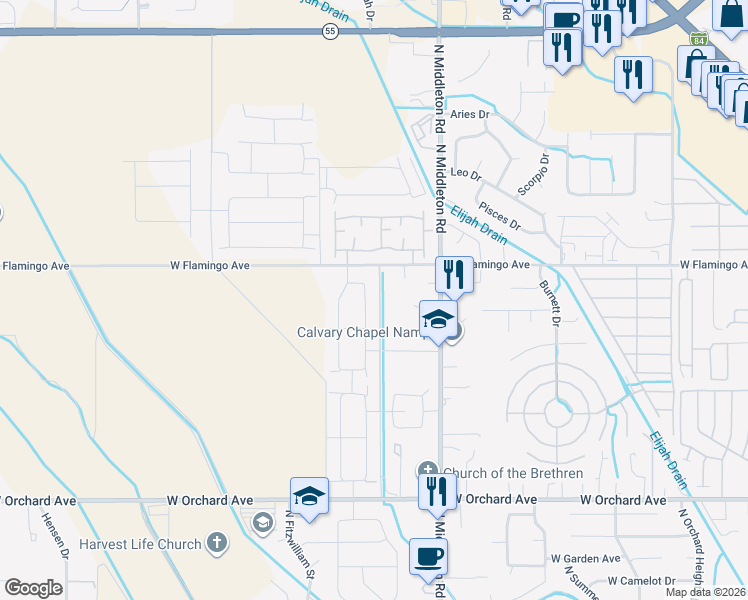 map of restaurants, bars, coffee shops, grocery stores, and more near 15390 North Bonelli Avenue in Nampa
