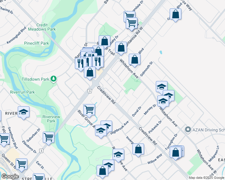 map of restaurants, bars, coffee shops, grocery stores, and more near 1480 Britannia Road West in Mississauga