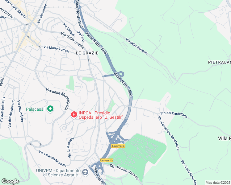 map of restaurants, bars, coffee shops, grocery stores, and more near 33 Via Colle Verde in Ancona