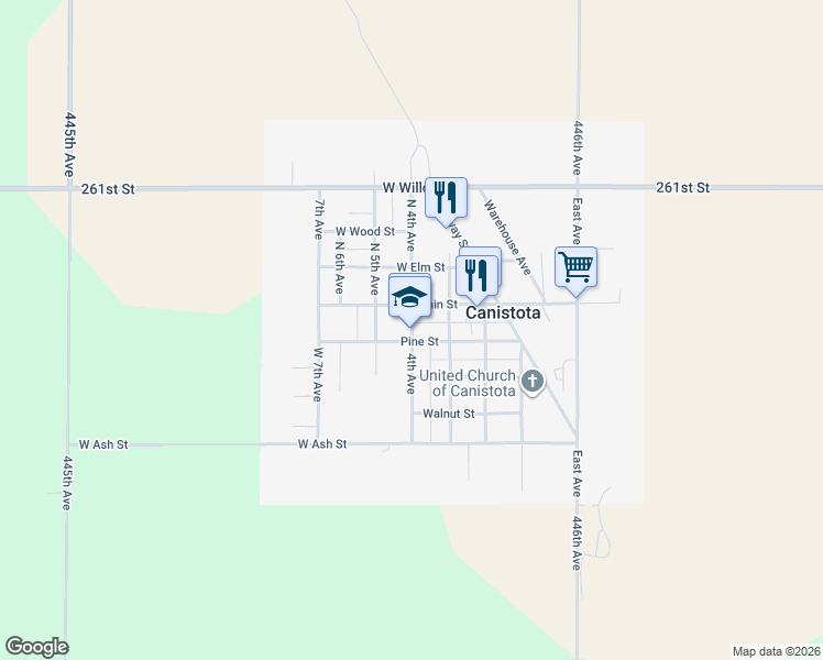 map of restaurants, bars, coffee shops, grocery stores, and more near 431 4th Avenue in Canistota