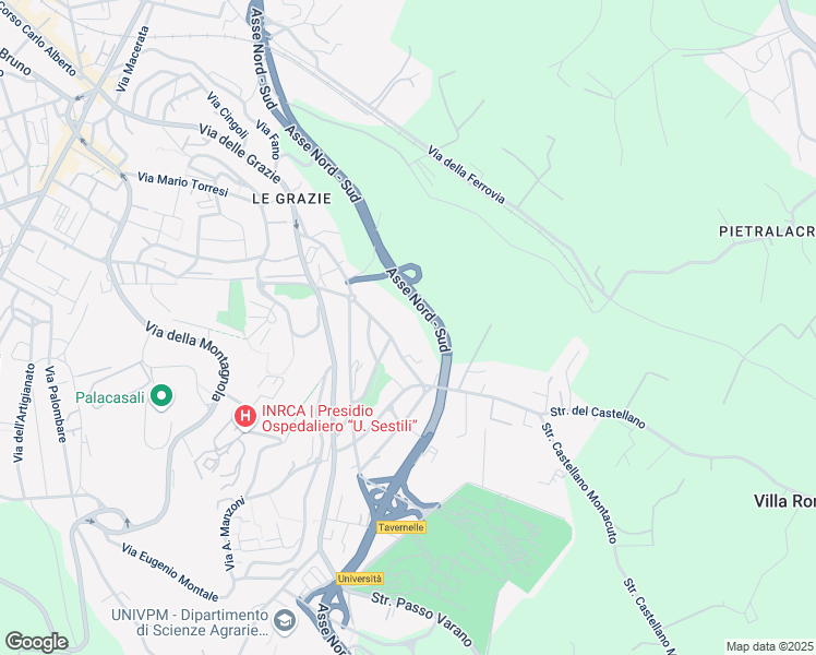 map of restaurants, bars, coffee shops, grocery stores, and more near 33 Via Colle Verde in Ancona