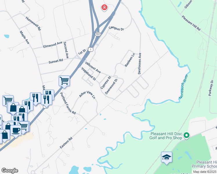 map of restaurants, bars, coffee shops, grocery stores, and more near 235 Deerwood Street in Scarborough